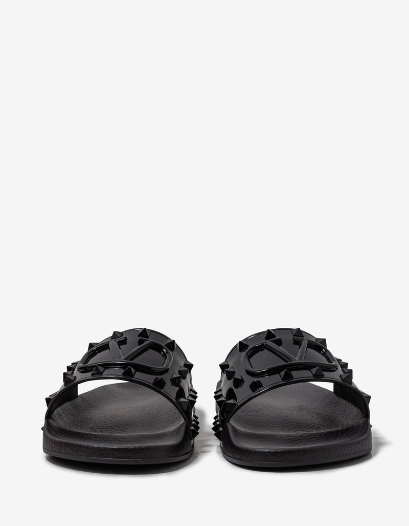 Valentino Garavani Black Summer VLogo Signature Slide Sandals