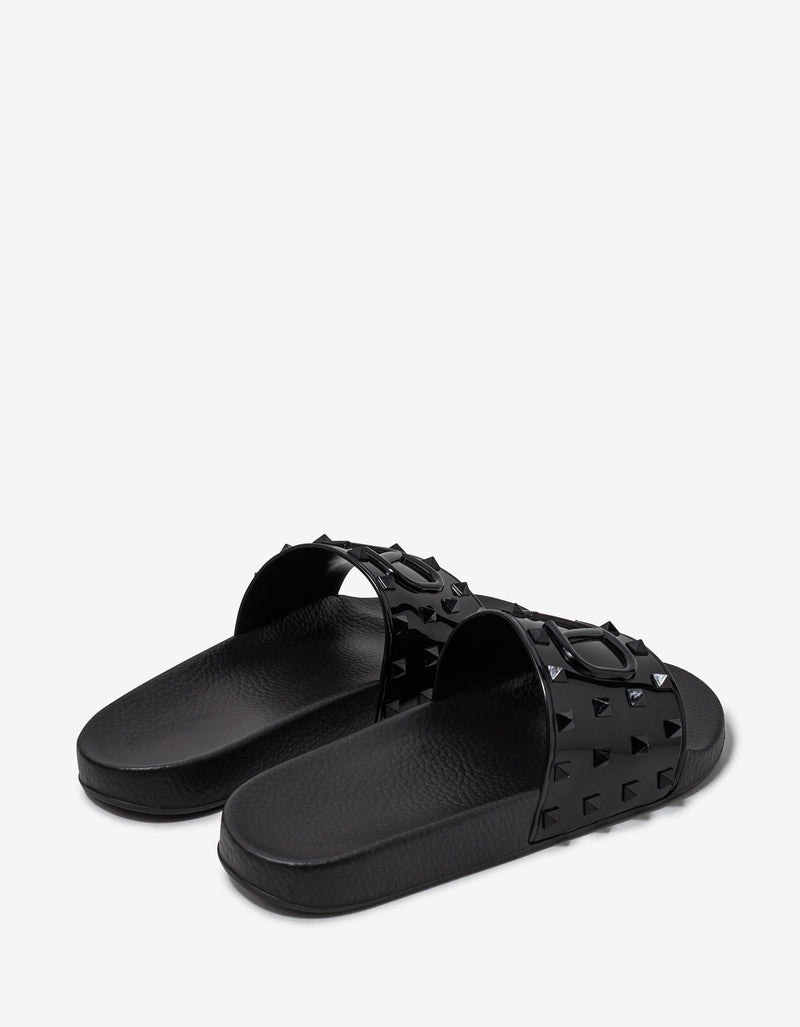 Valentino Garavani Black Summer VLogo Signature Slide Sandals