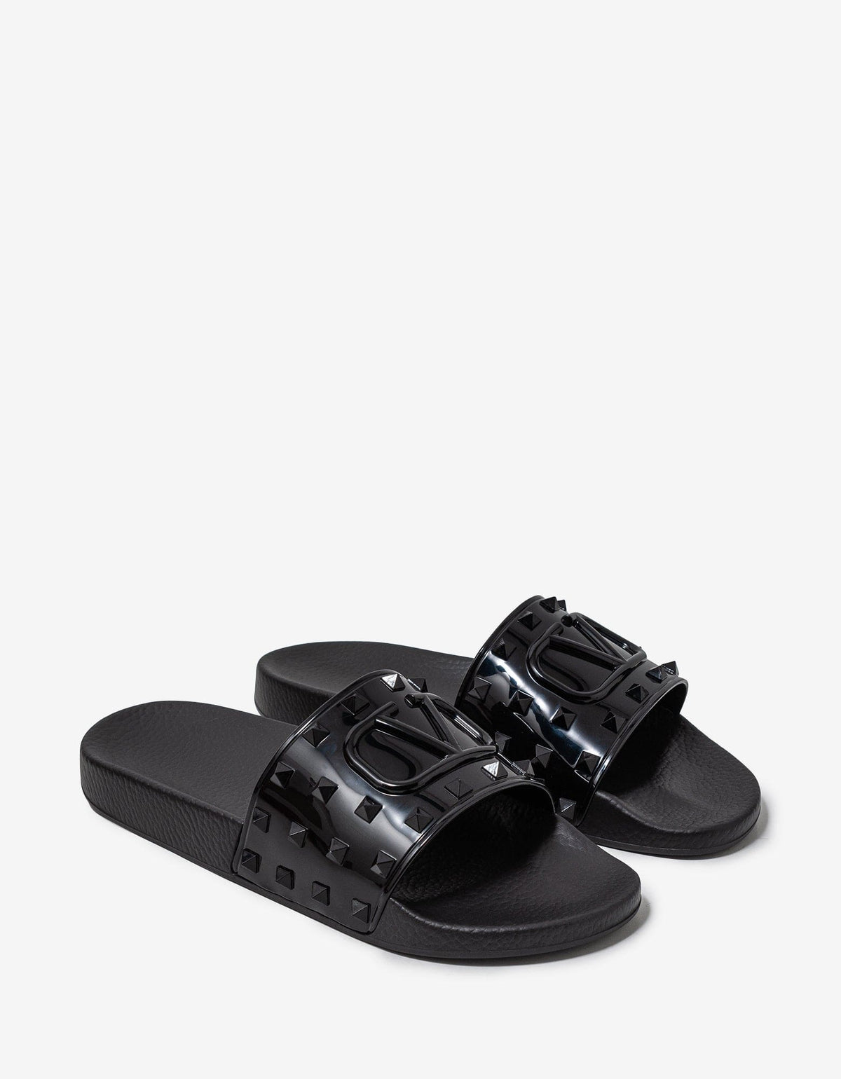 Valentino Garavani Black Summer VLogo Signature Slide Sandals