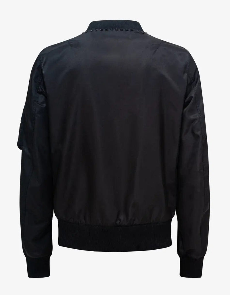 Valentino Garavani Black Untitled Stud Bomber Jacket