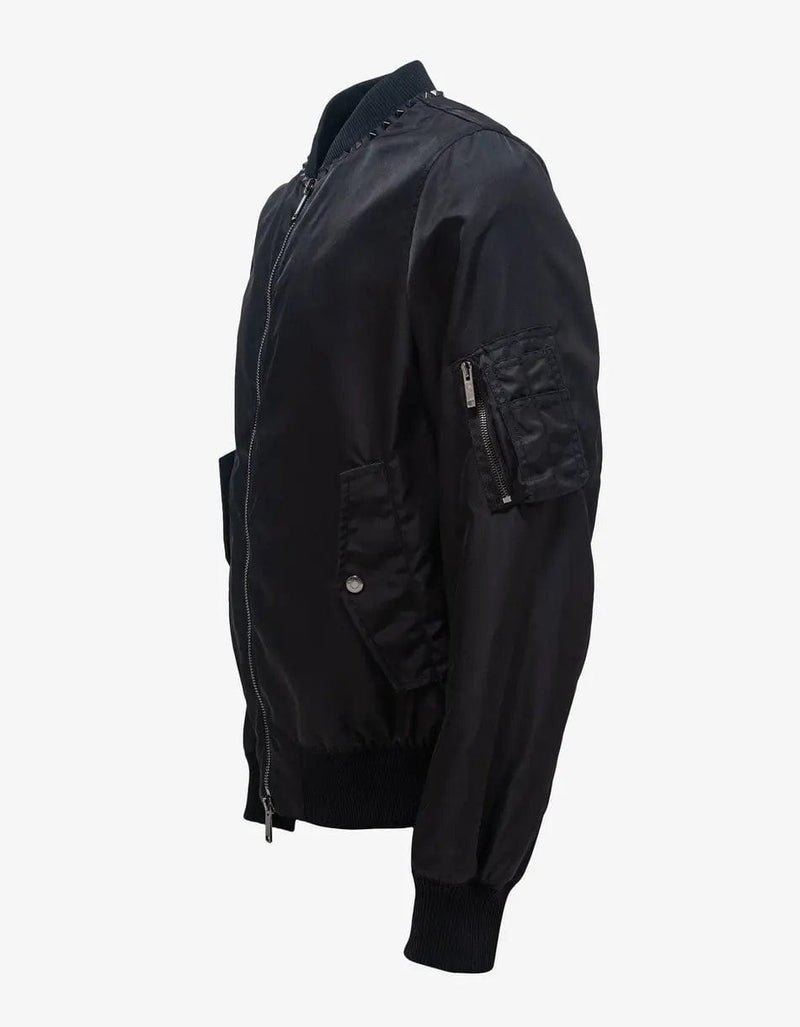 Valentino Garavani Black Untitled Stud Bomber Jacket