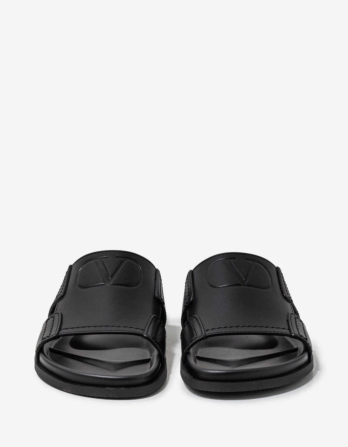 Valentino Garavani Black VLogo Leather Sandals