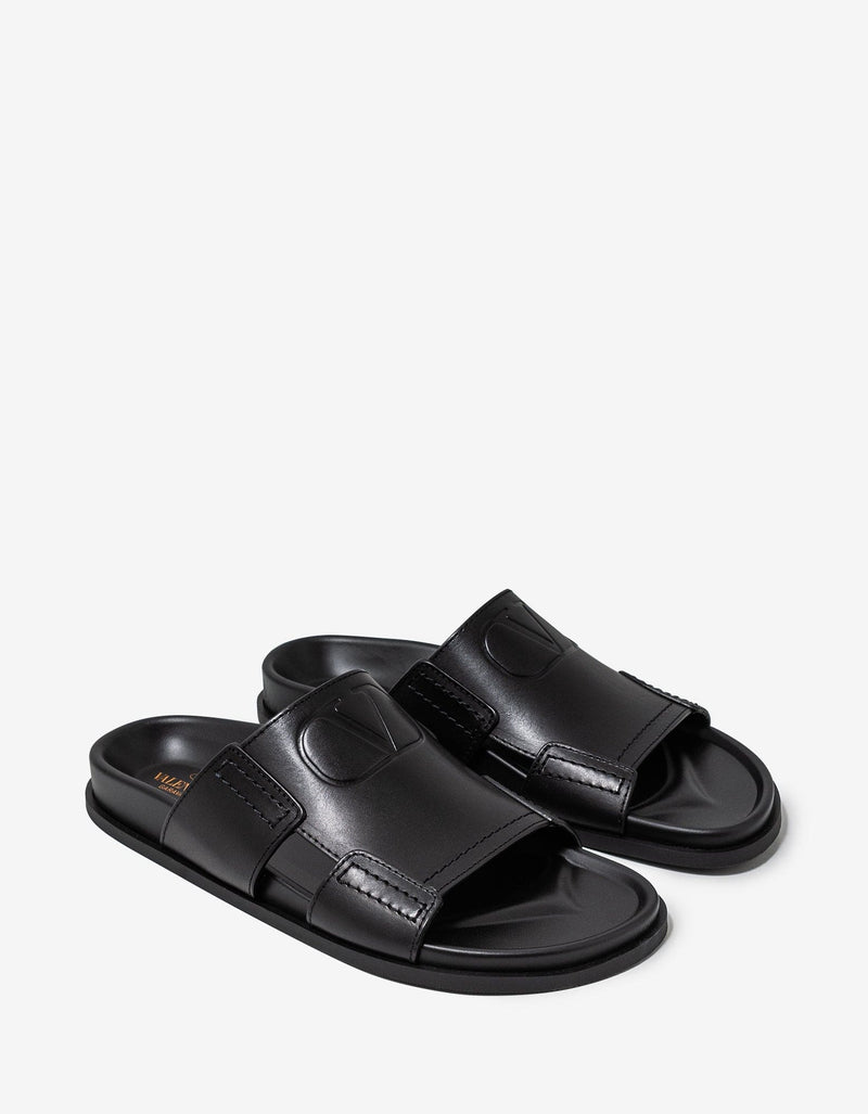 Valentino Garavani Black VLogo Leather Sandals