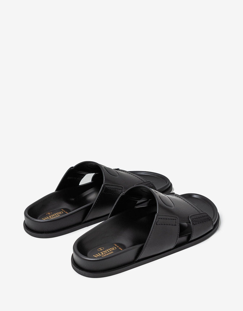 Valentino Garavani Black VLogo Leather Sandals