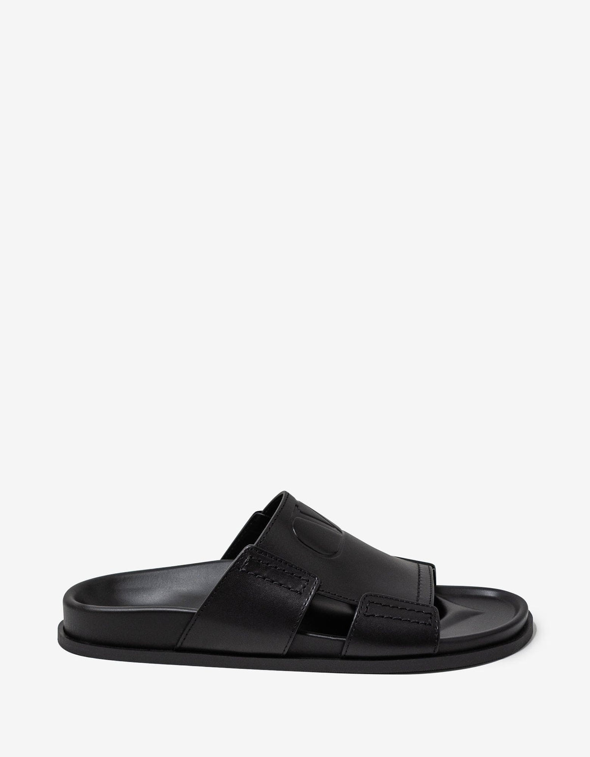 Valentino Garavani Black VLogo Leather Sandals