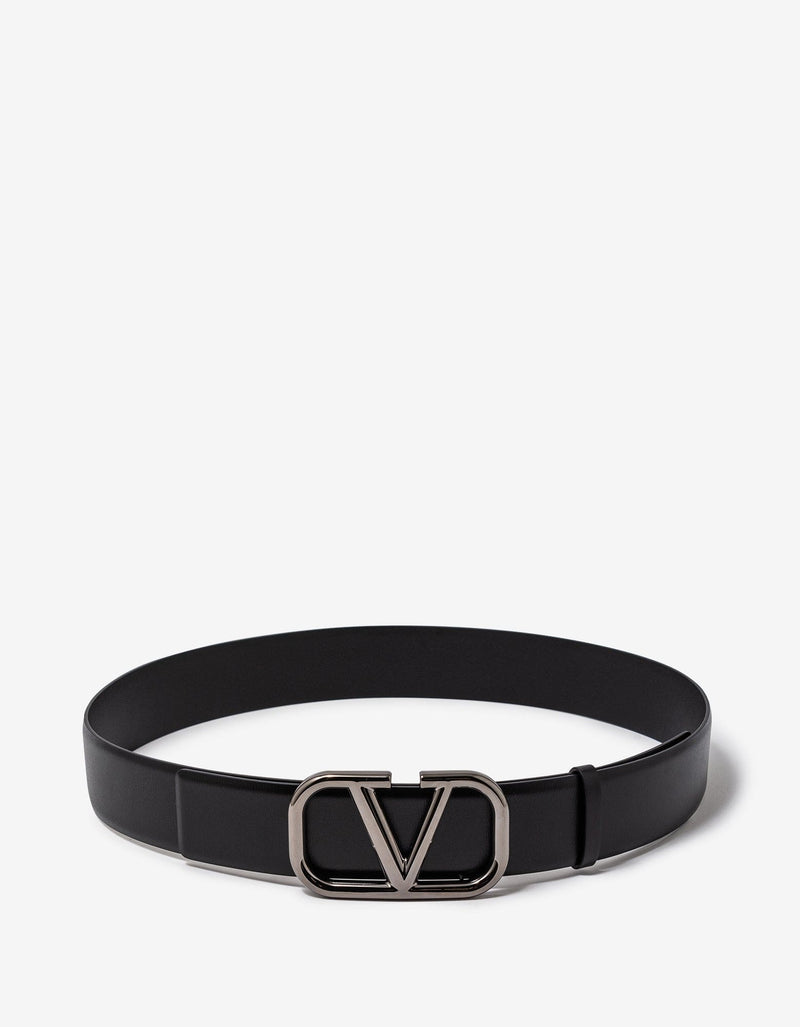 Valentino Garavani Black VLogo Signature Buckle Belt 35MM