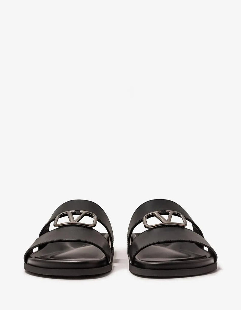 Valentino Garavani Black VLogo Slide Sandals