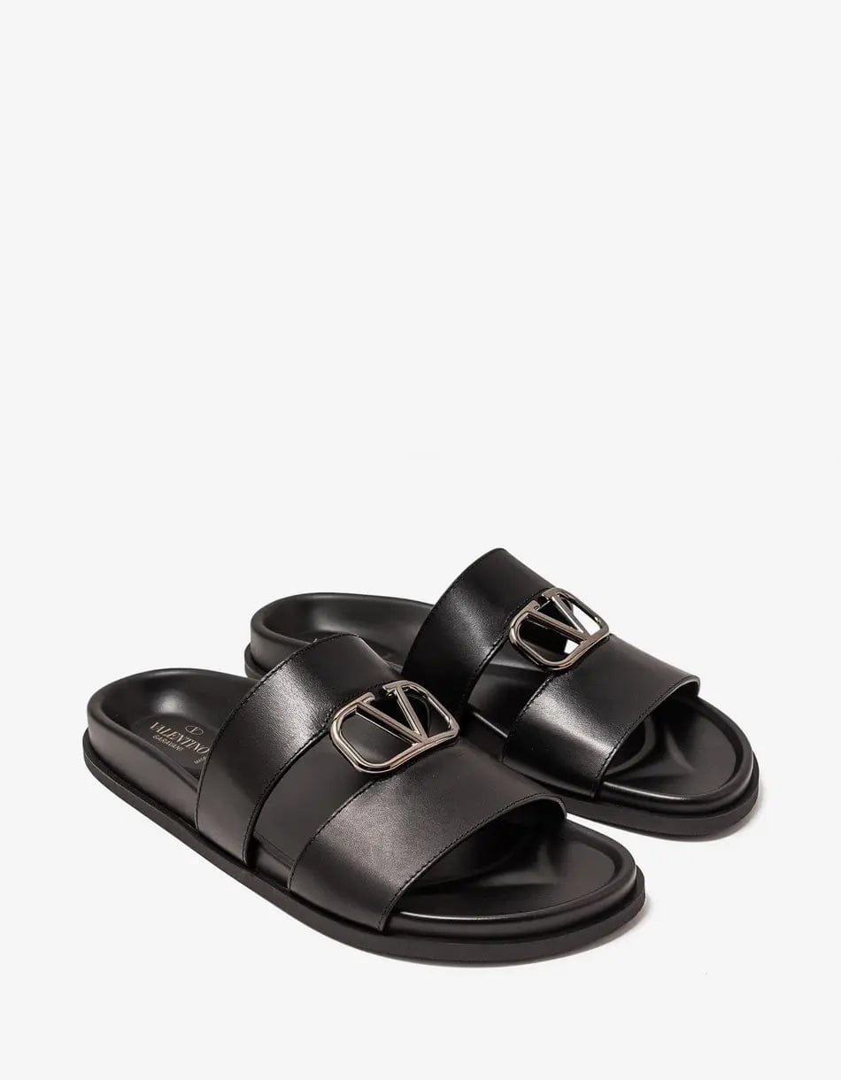 Valentino Garavani Black VLogo Slide Sandals