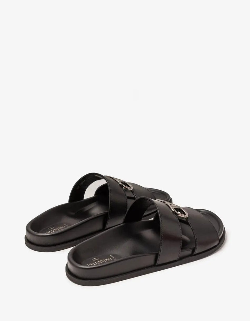 Valentino Garavani Black VLogo Slide Sandals