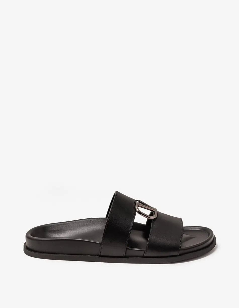 Valentino Garavani Black VLogo Slide Sandals