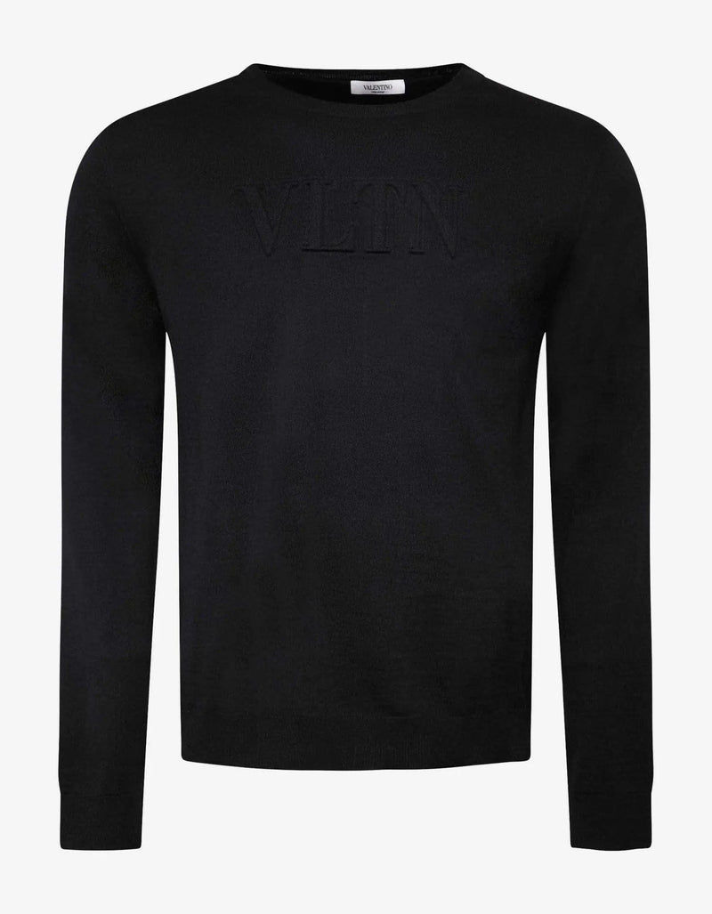 Valentino Garavani Black VLTN Logo Wool Sweater