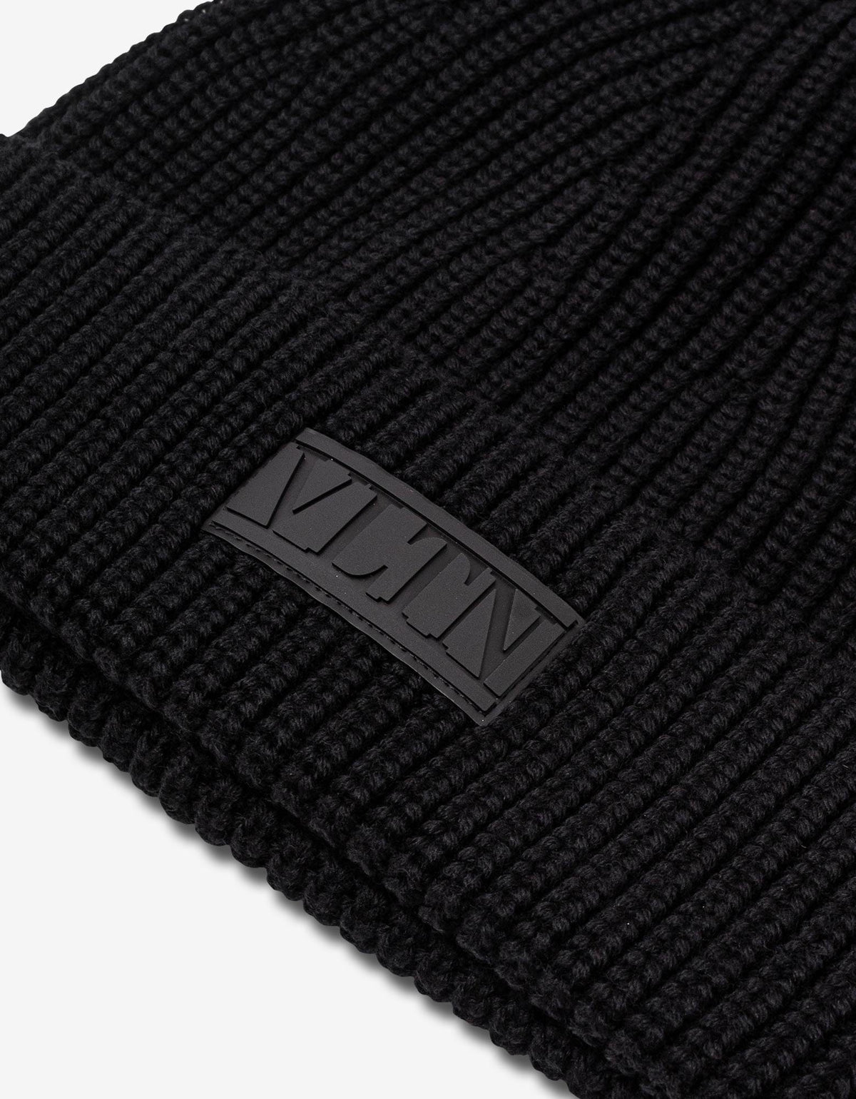 Valentino Garavani Black VLTN Tag Beanie Hat