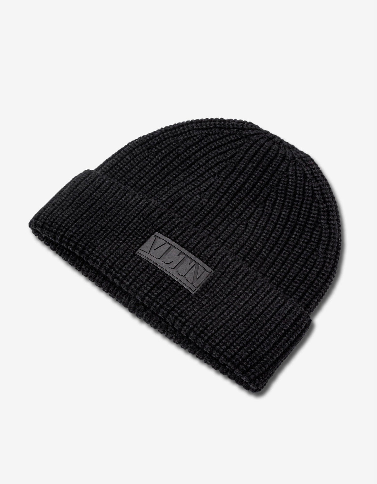 Valentino Garavani Black VLTN Tag Beanie Hat