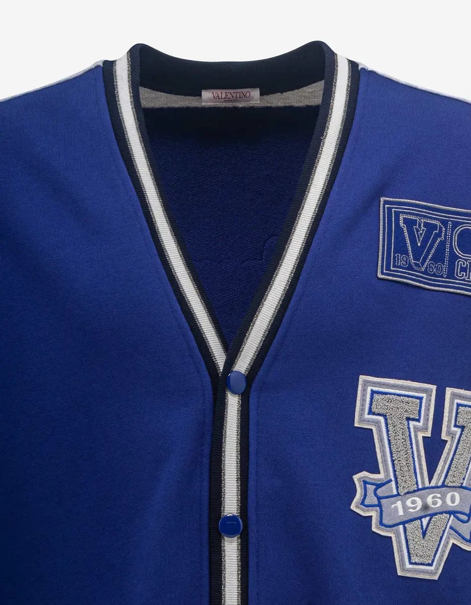 Valentino Garavani Blue V Crew Patches Cardigan