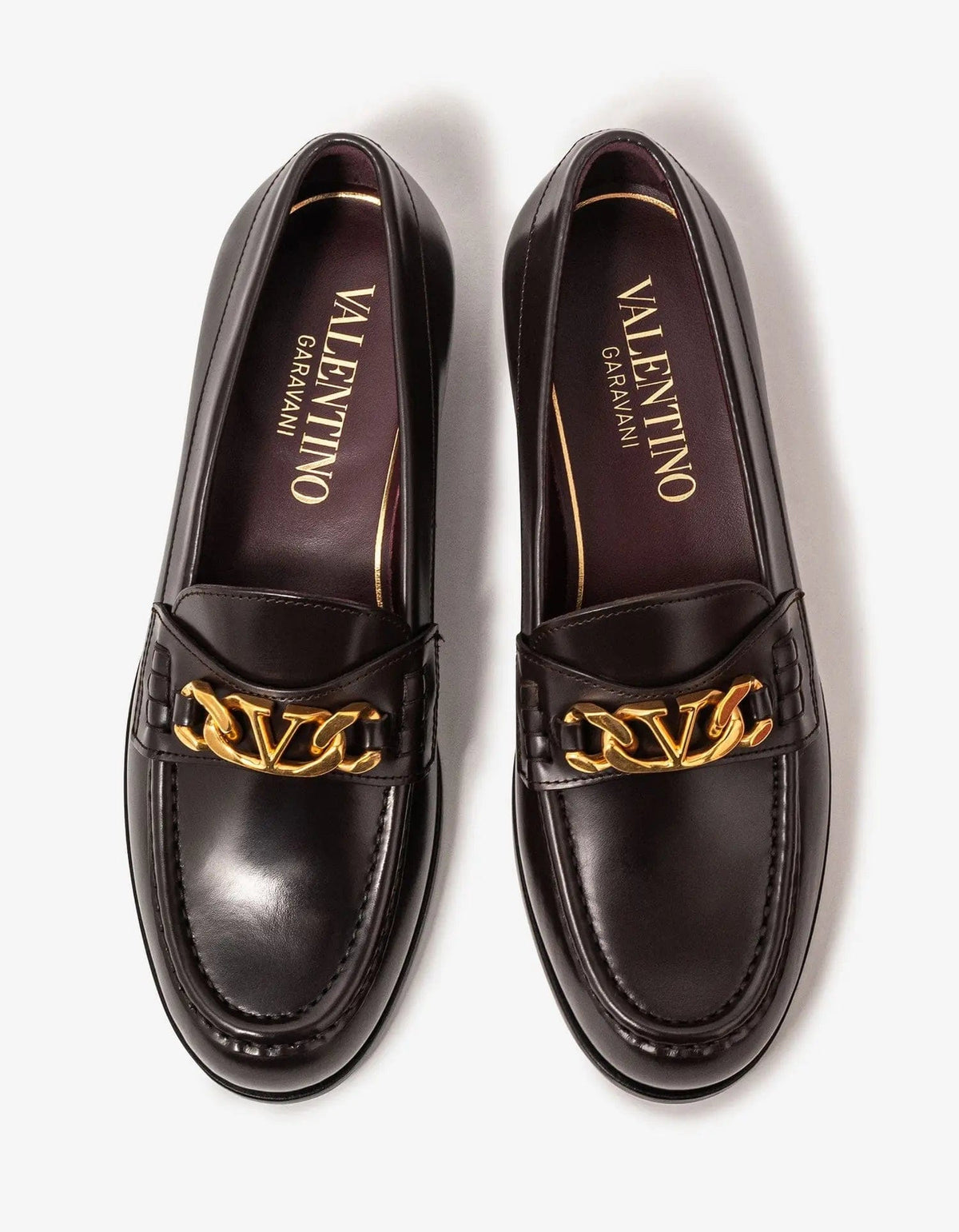 Valentino Garavani Brown VLogo Chain Loafers