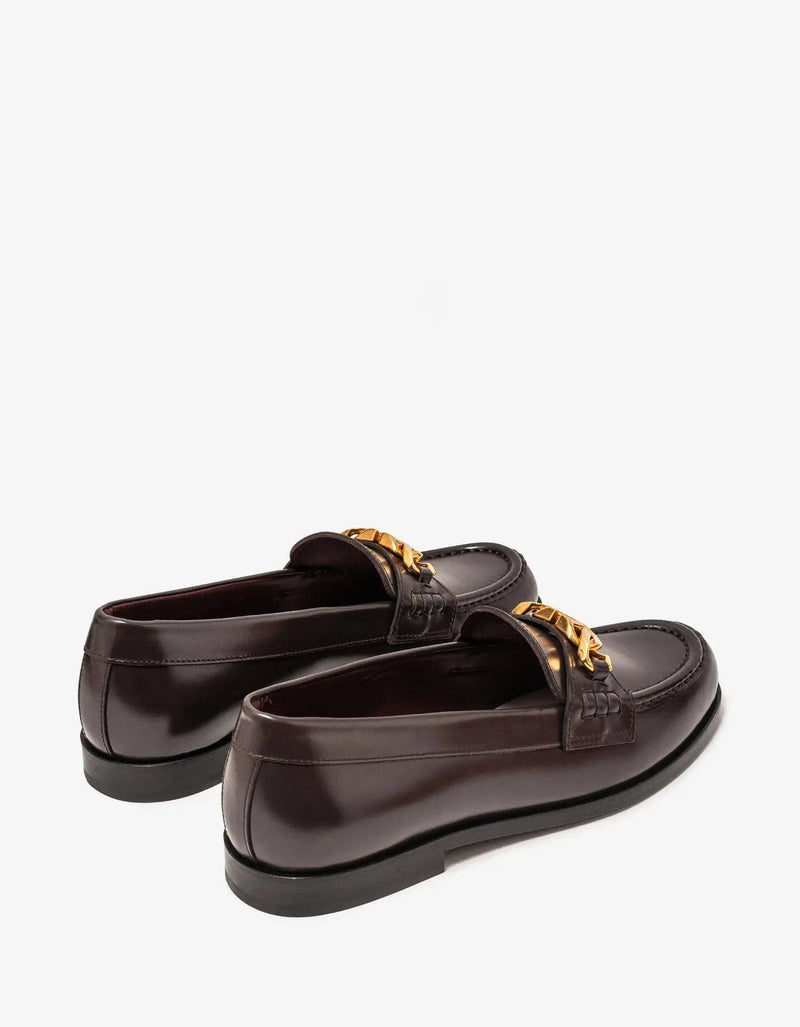 Valentino Garavani Brown VLogo Chain Loafers