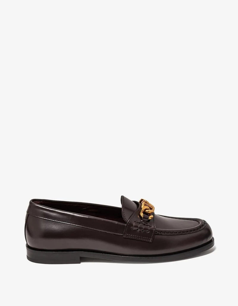 Valentino Garavani Brown VLogo Chain Loafers