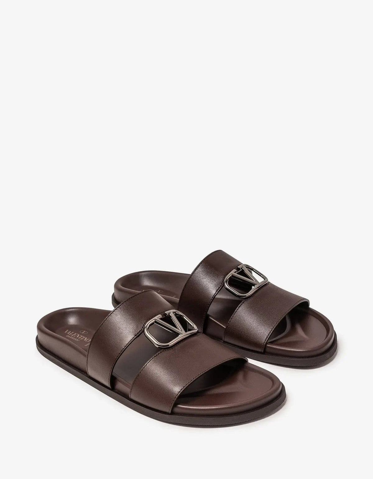 Valentino Garavani Brown VLogo Slide Sandals