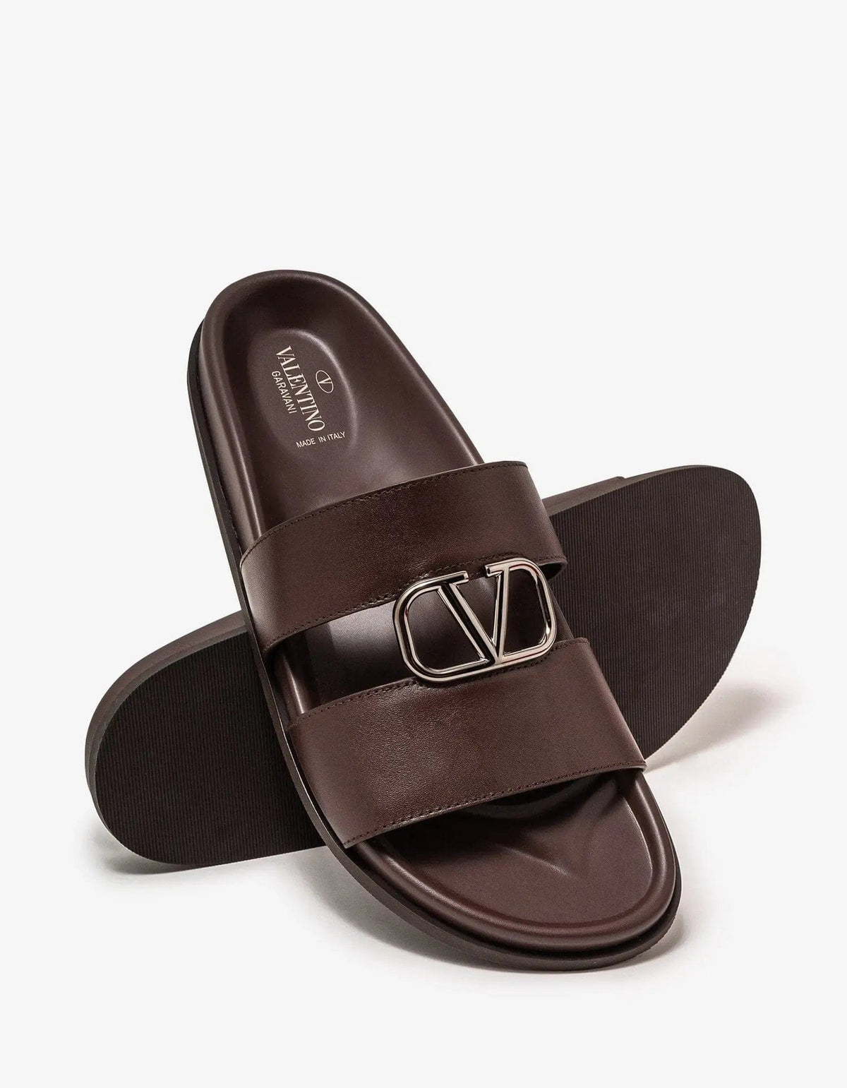 Valentino Garavani Brown VLogo Slide Sandals