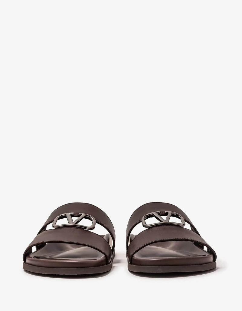 Valentino Garavani Brown VLogo Slide Sandals