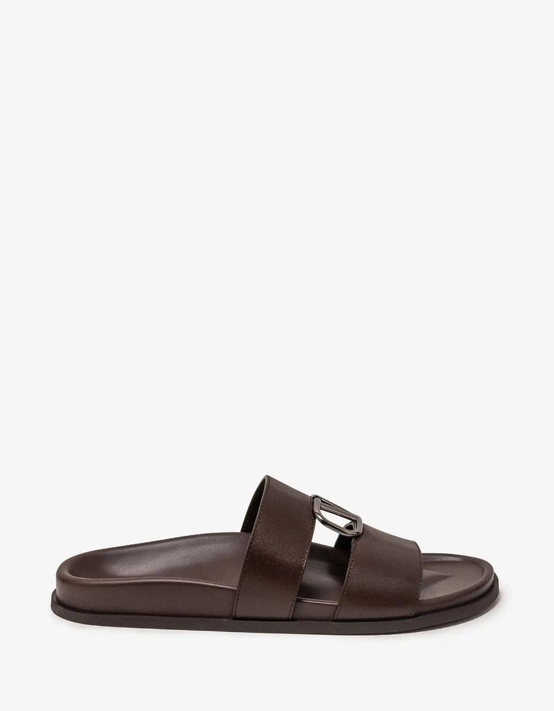 Valentino Garavani Brown VLogo Slide Sandals