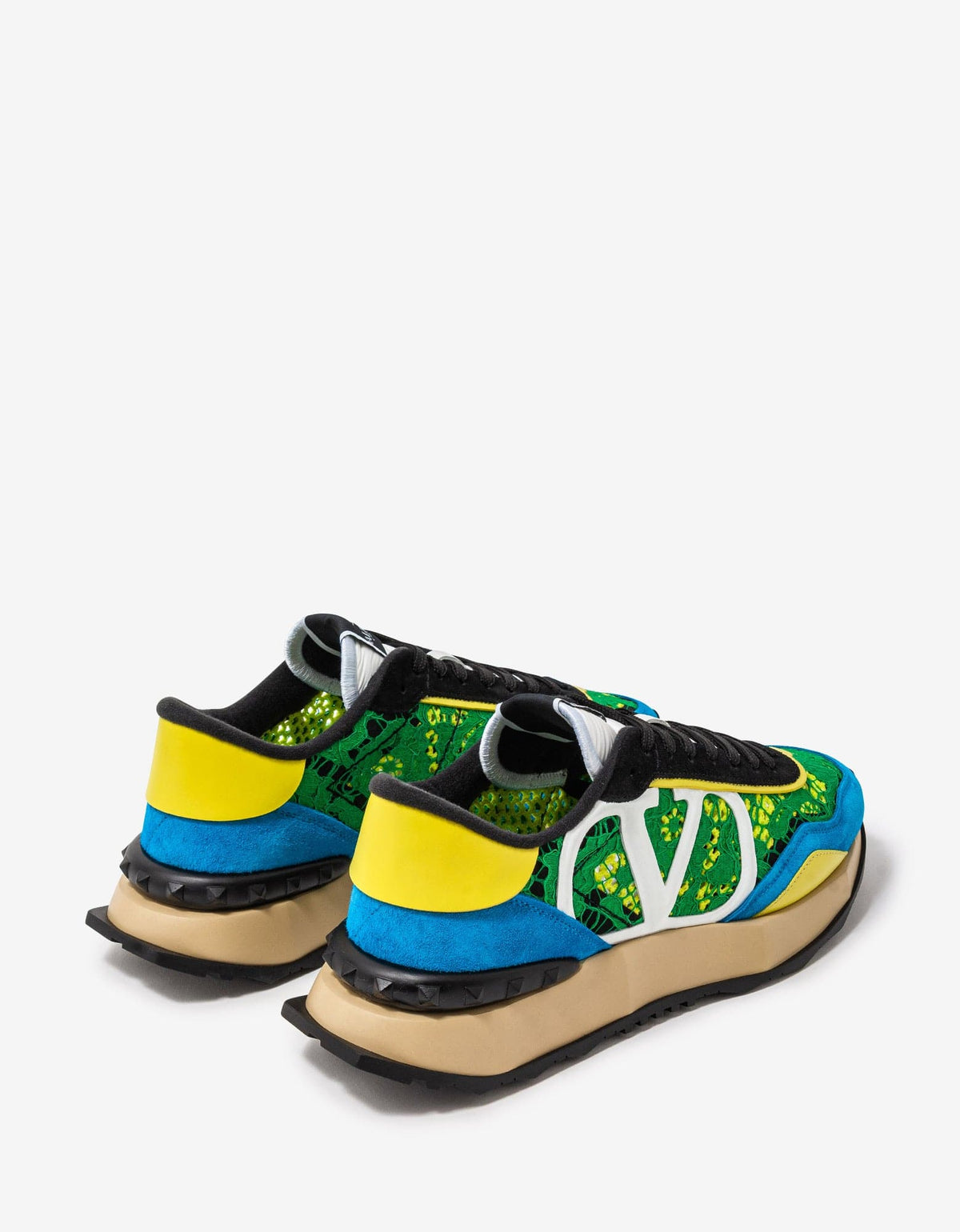 Valentino Garavani Green & Blue Lace & Mesh Lacerunner Trainers