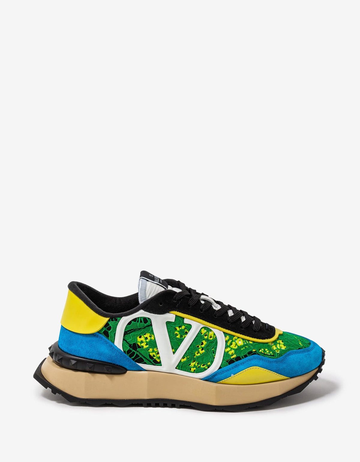 Valentino Garavani Green & Blue Lace & Mesh Lacerunner Trainers