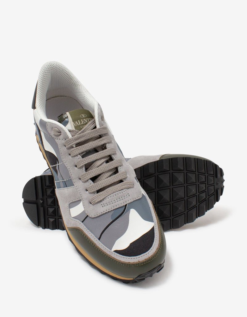 Valentino Garavani Grey Camouflage Rockrunner Trainers