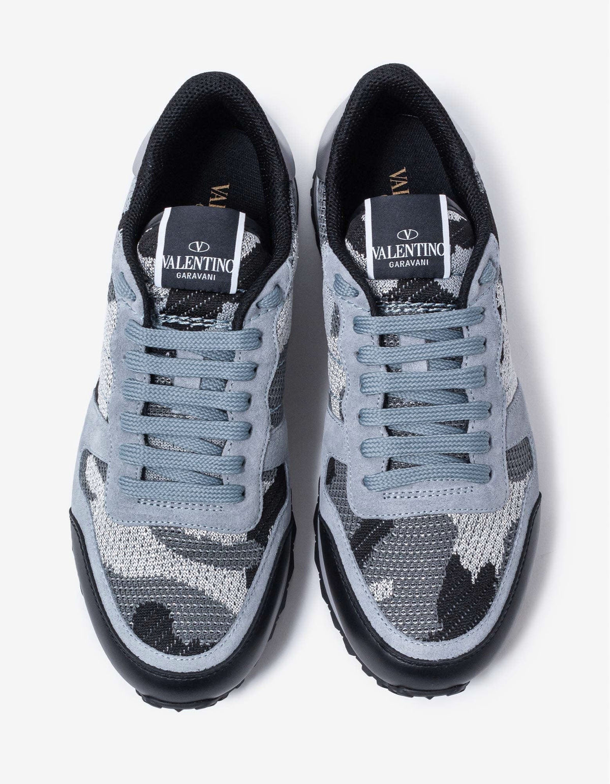 Valentino Garavani Grey & Silver Mesh Camouflage Rockrunner Trainers