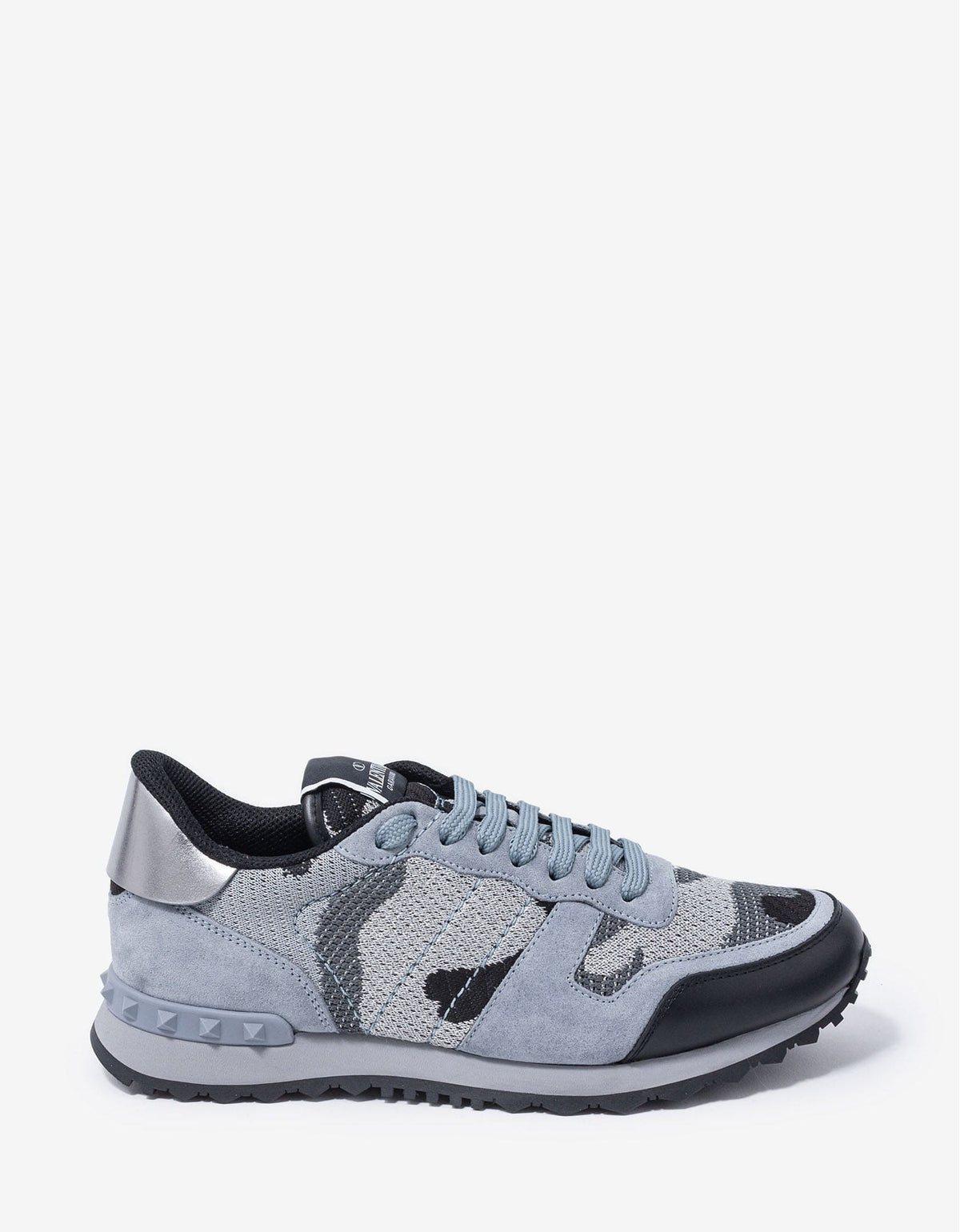 Valentino Garavani Grey & Silver Mesh Camouflage Rockrunner Trainers