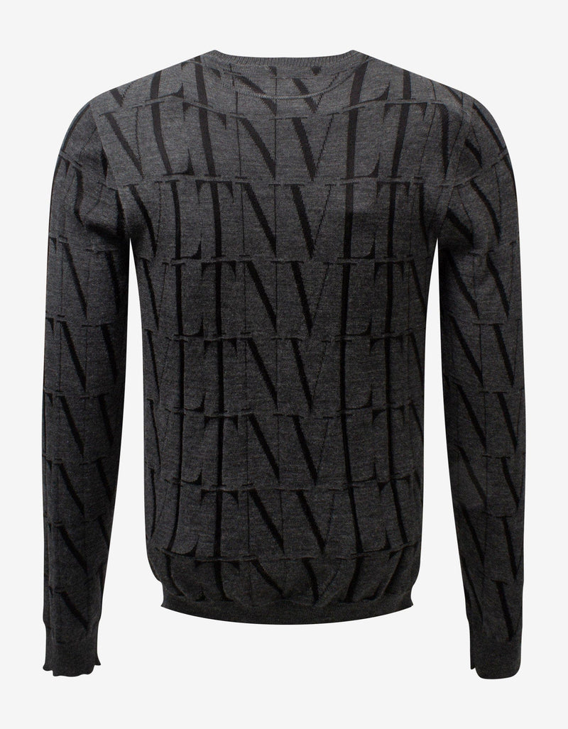 Valentino Garavani Grey VLTN Times Technical Wool Sweater