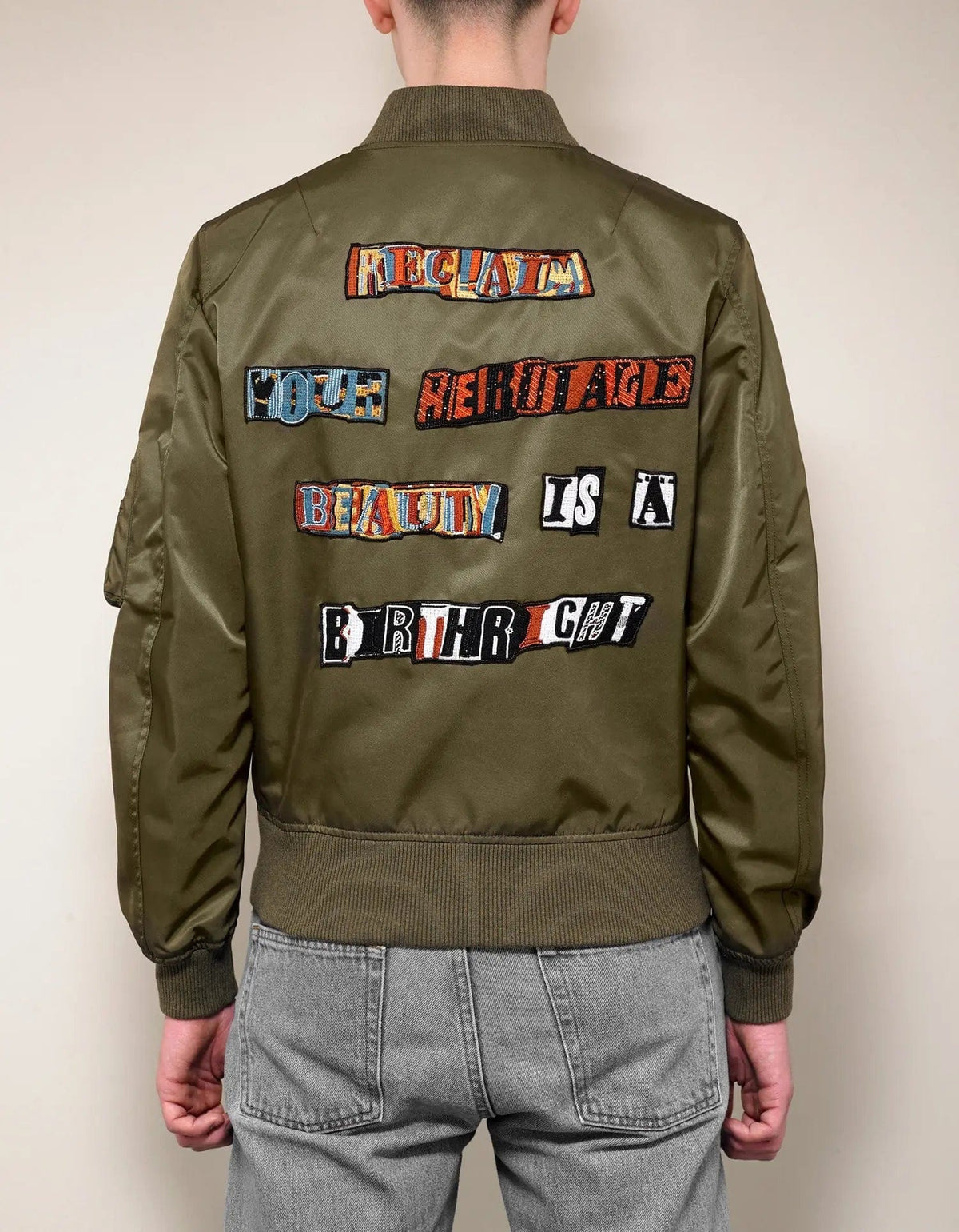 Valentino Garavani Khaki Jamie Reid Embellished Bomber Jacket