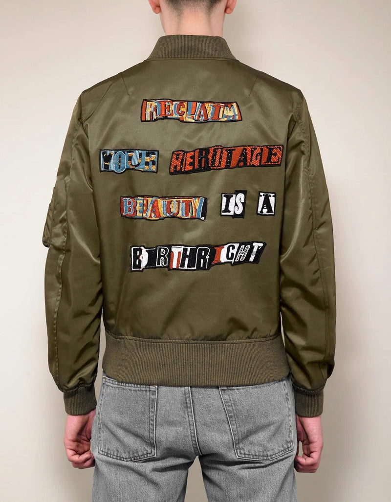 Valentino Garavani Khaki Jamie Reid Embellished Bomber Jacket