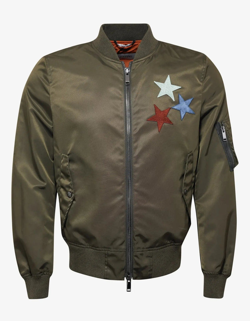 Valentino Garavani Khaki Jamie Reid Embellished Bomber Jacket