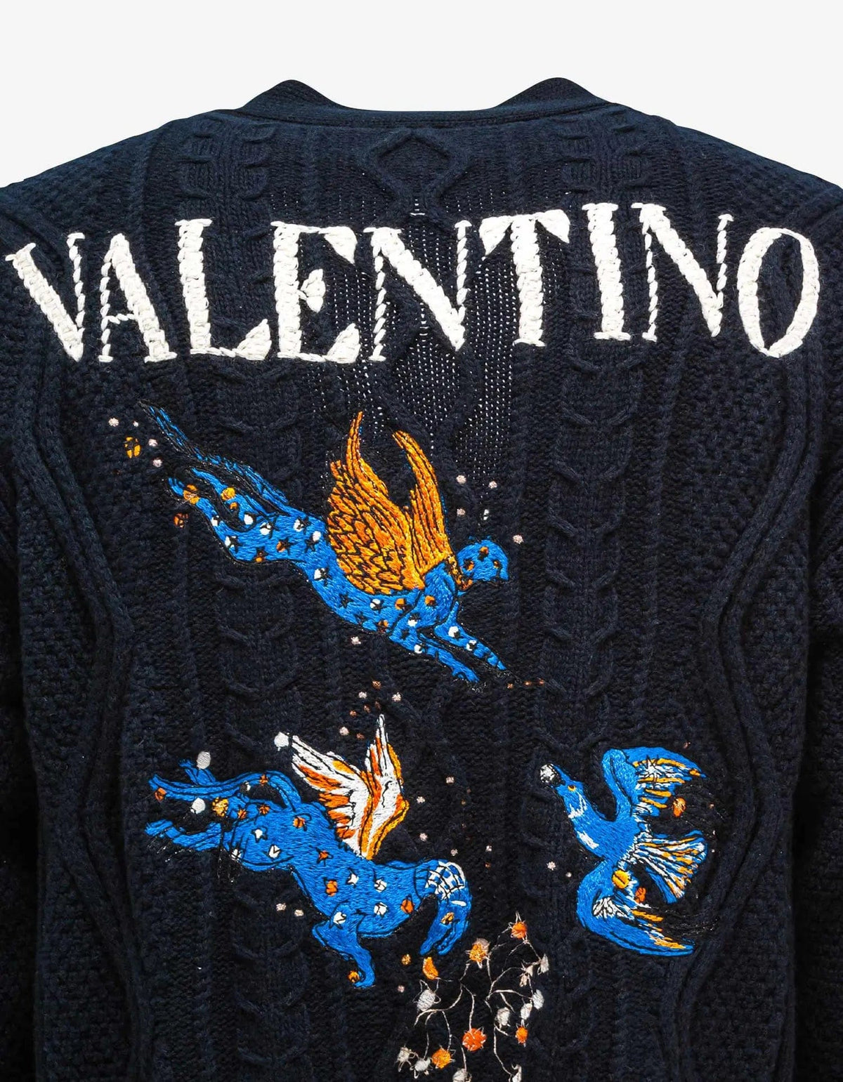 Valentino Garavani Navy Blue Utopia World Wool Cardigan