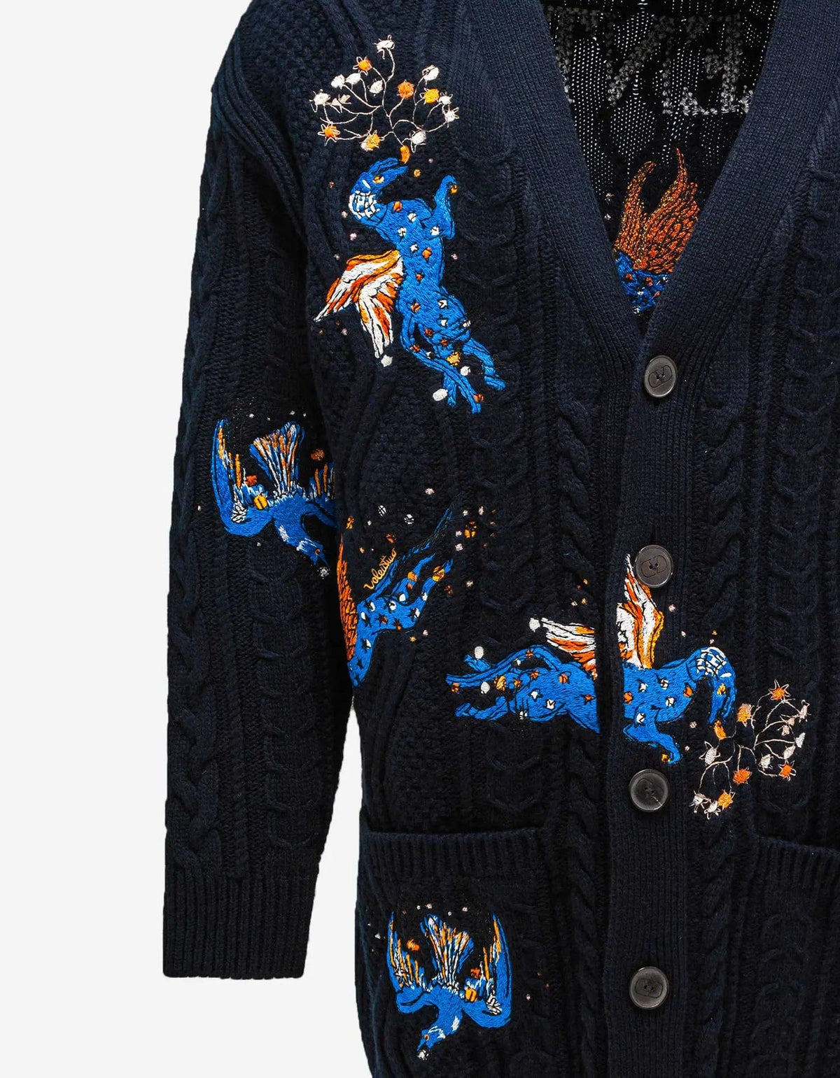 Valentino Garavani Navy Blue Utopia World Wool Cardigan