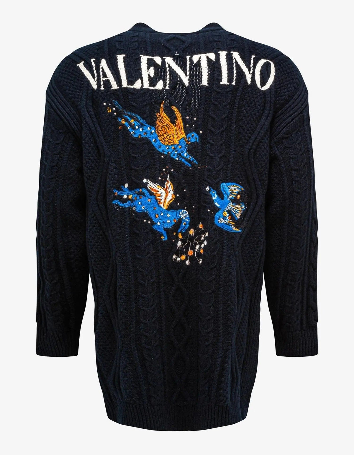 Valentino Garavani Navy Blue Utopia World Wool Cardigan