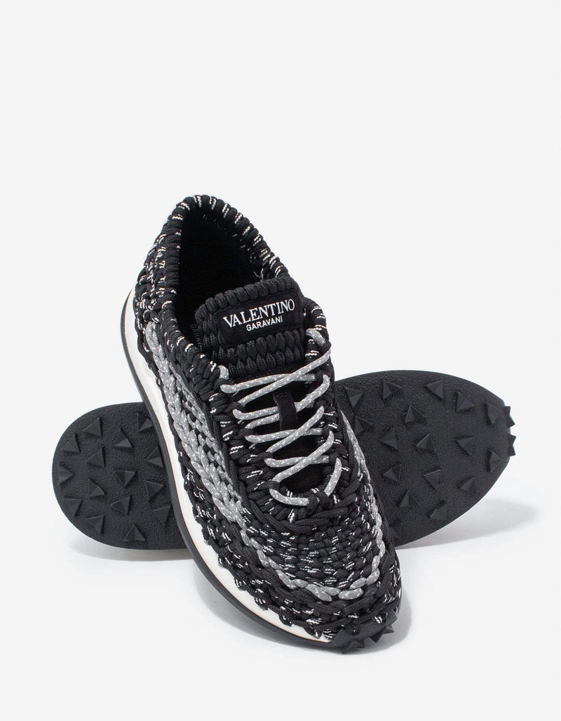 Valentino Garavani Valentino Garavani Black Crochet Trainers