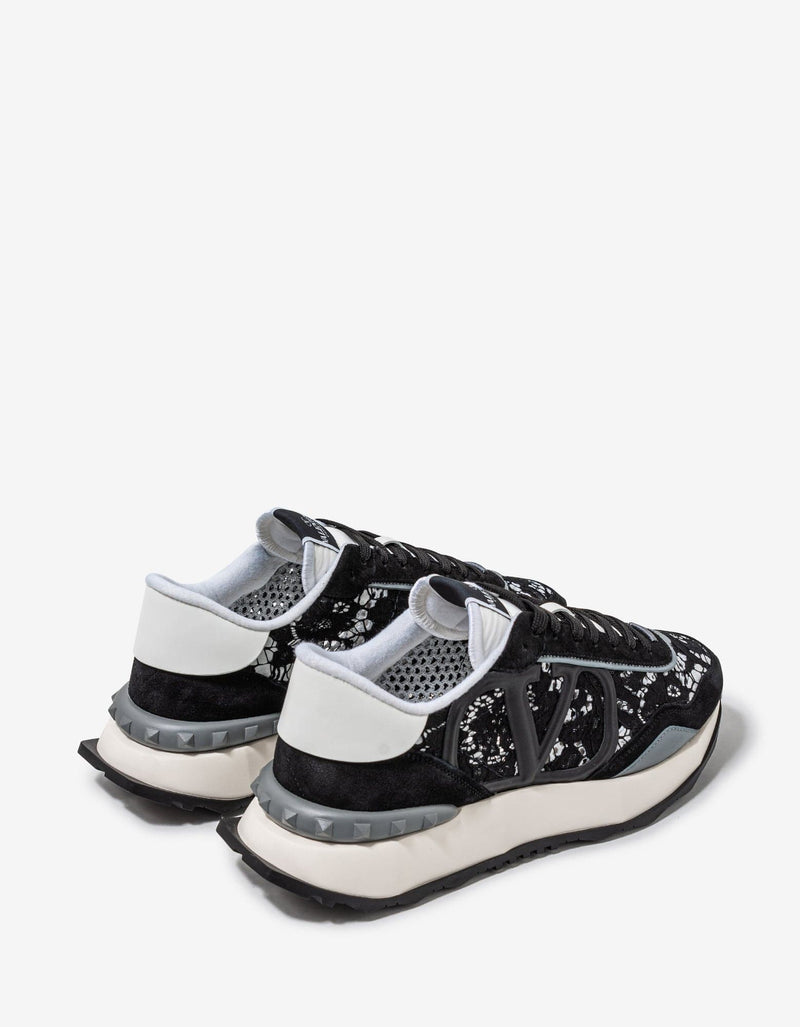 Valentino Garavani Valentino Garavani Black & Grey Lace & Mesh Lacerunner Trainers