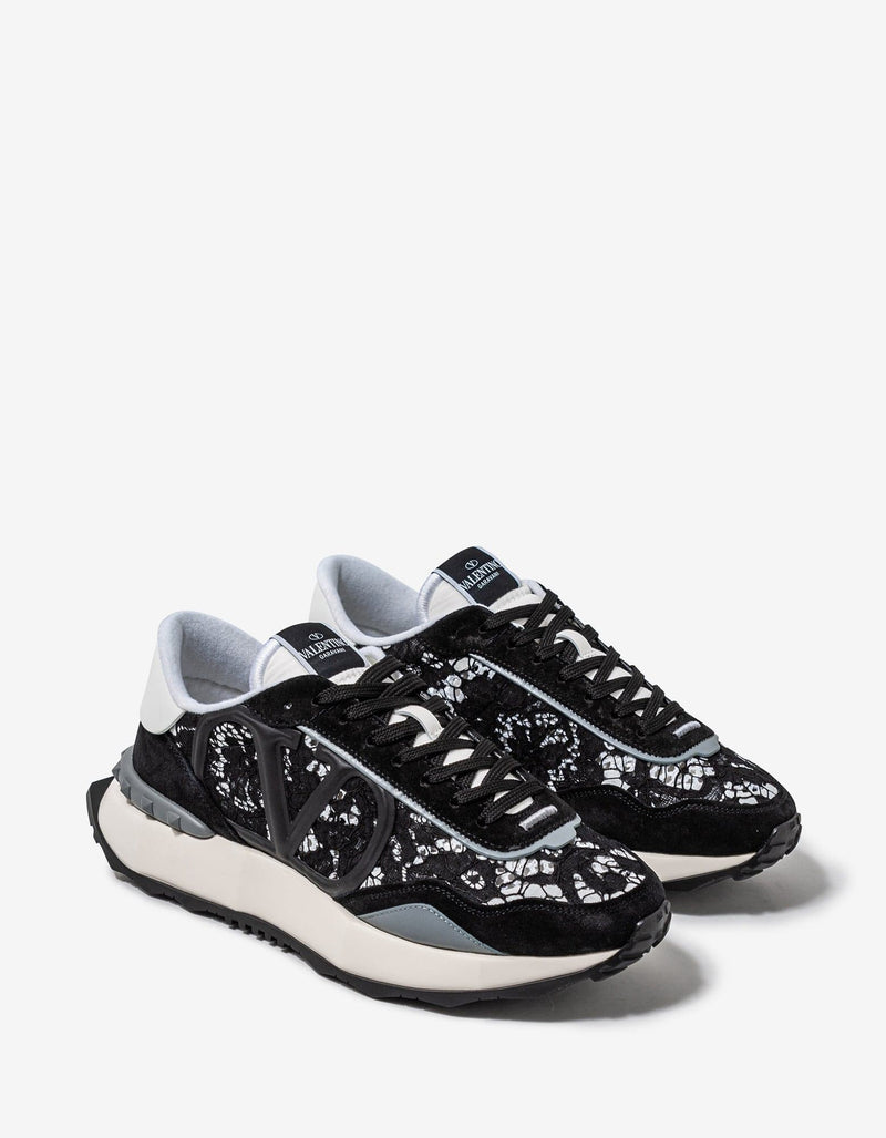 Valentino Garavani Valentino Garavani Black & Grey Lace & Mesh Lacerunner Trainers