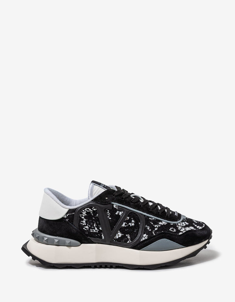 Valentino Garavani Valentino Garavani Black & Grey Lace & Mesh Lacerunner Trainers