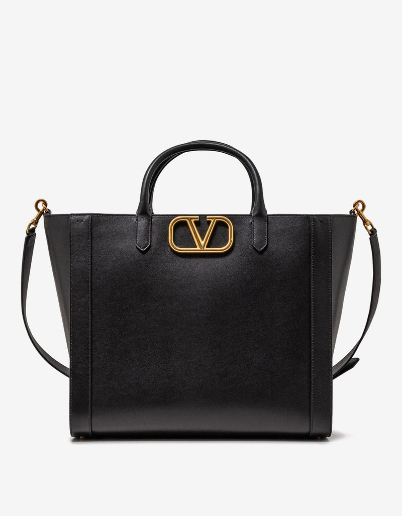 Valentino Garavani Valentino Garavani Black VLogo Signature Leather Tote Bag