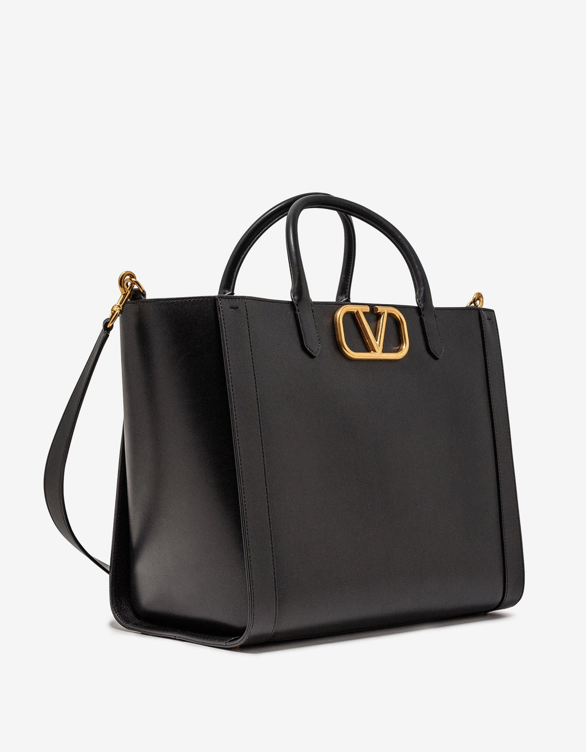 Valentino Garavani Valentino Garavani Black VLogo Signature Leather Tote Bag