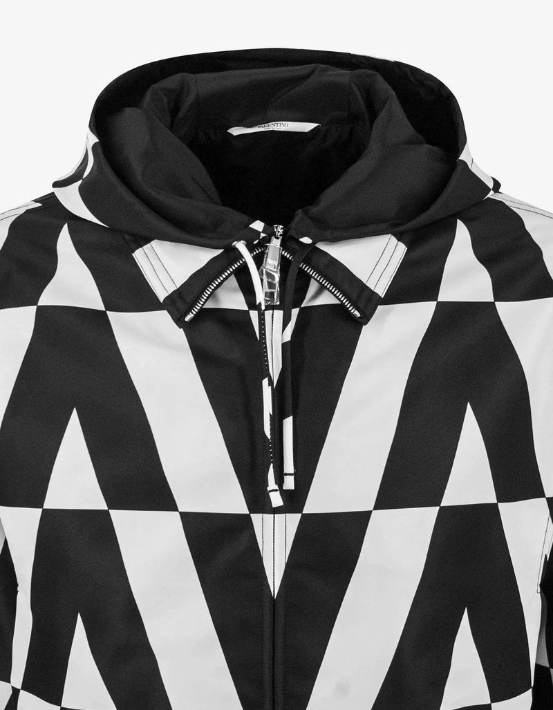 Valentino Garavani Valentino Garavani Black & White Logo Monogram Nylon Windbreaker