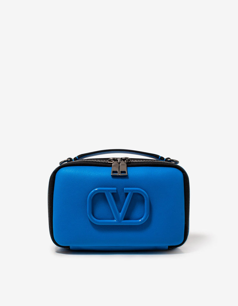 Valentino Garavani Valentino Garavani Blue Lacquered VLogo Leather Crossbody Bag