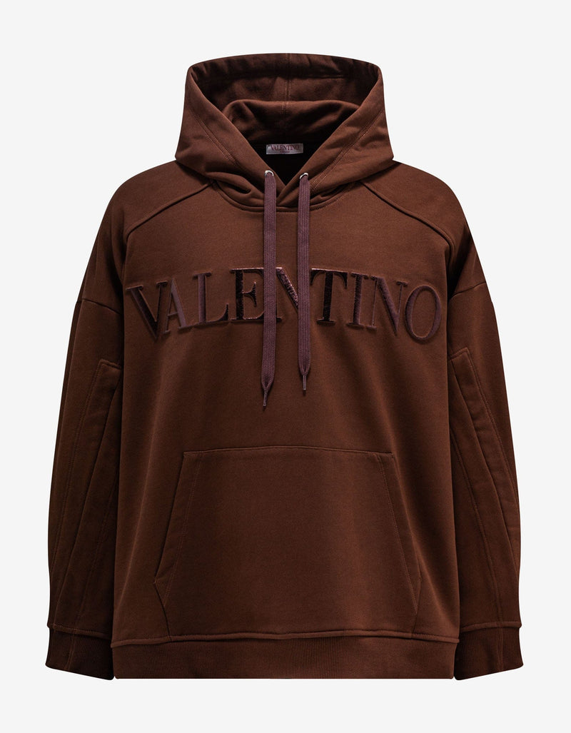 Valentino Garavani Valentino Garavani Brown Embossed Logo Hoodie