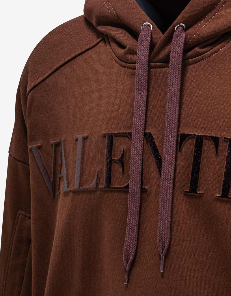 Valentino Garavani Valentino Garavani Brown Embossed Logo Hoodie