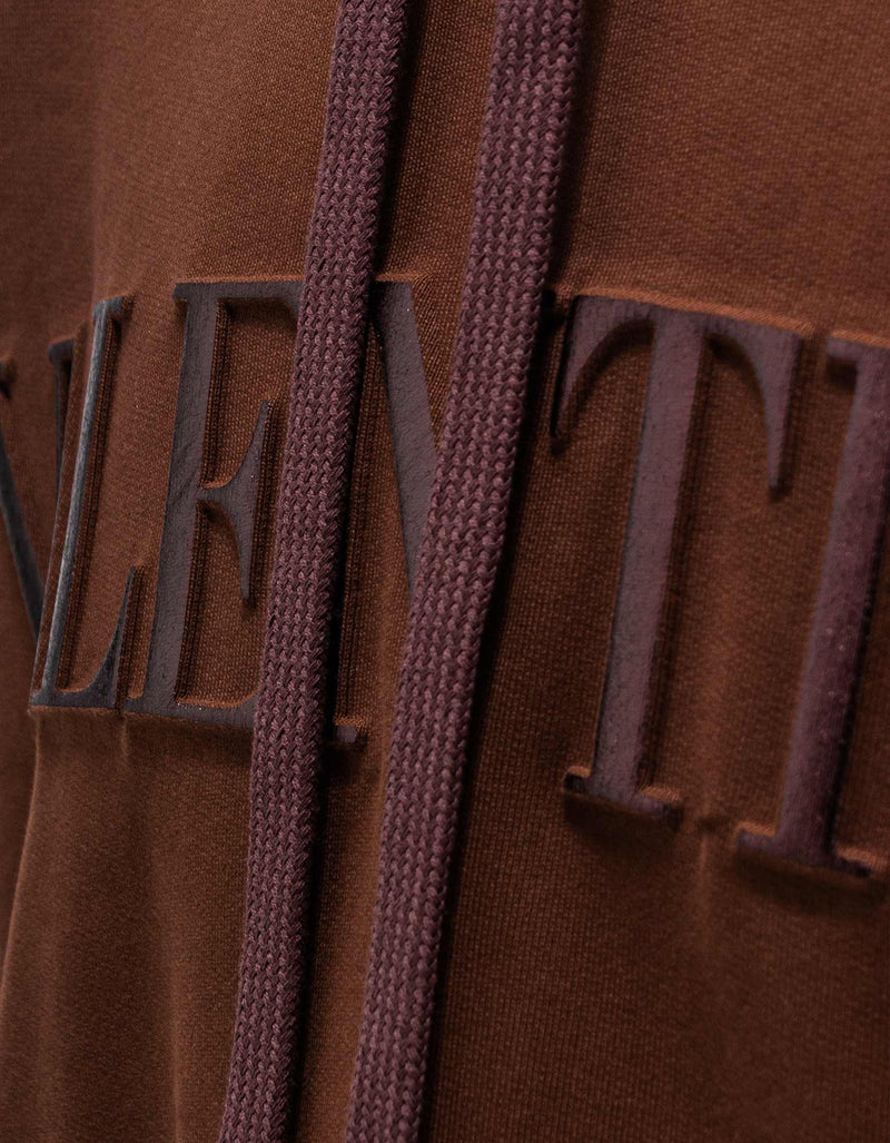 Valentino Garavani Valentino Garavani Brown Embossed Logo Hoodie