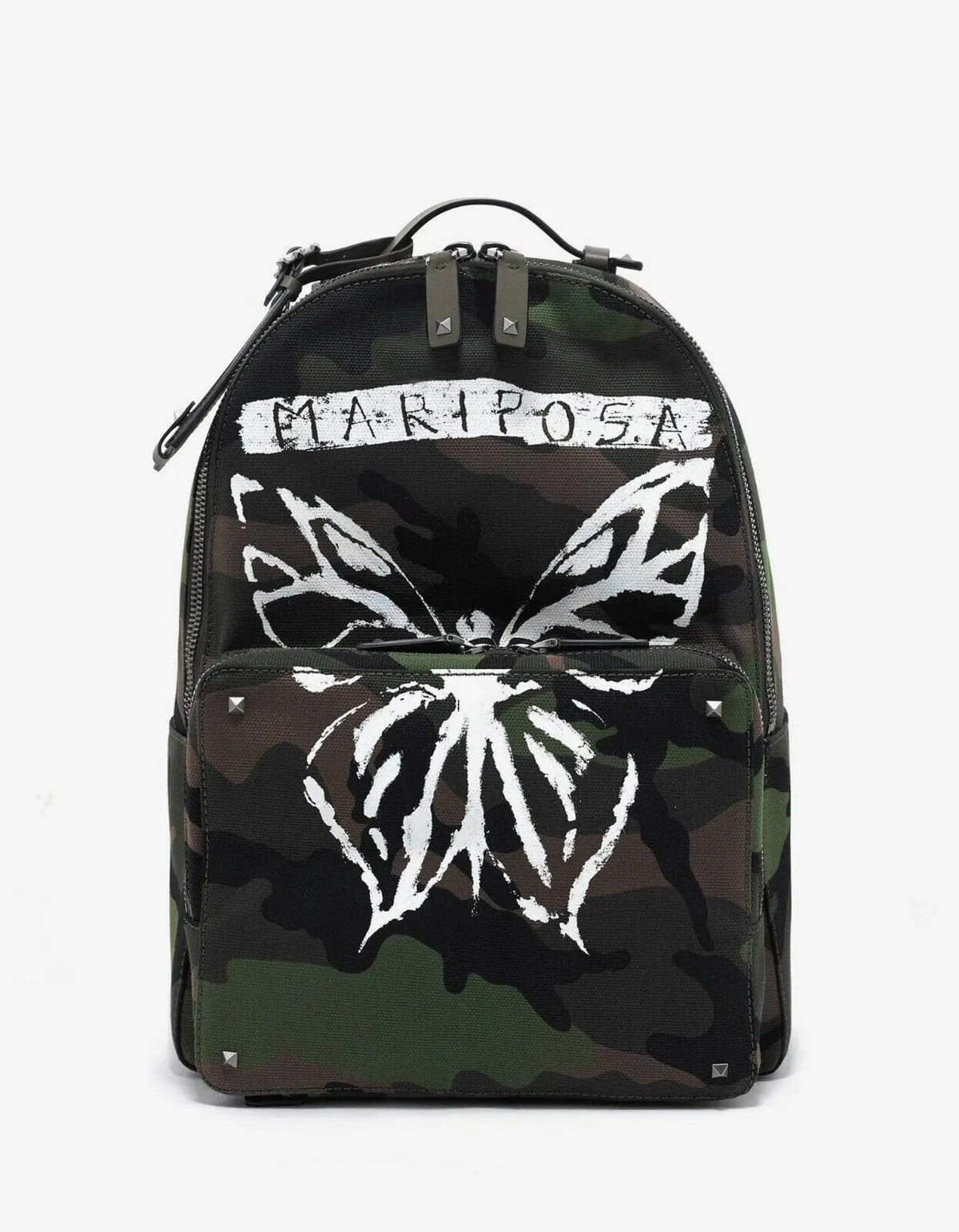 Valentino Garavani Valentino Garavani Green Camo 'Mariposa' Print Canvas Backpack