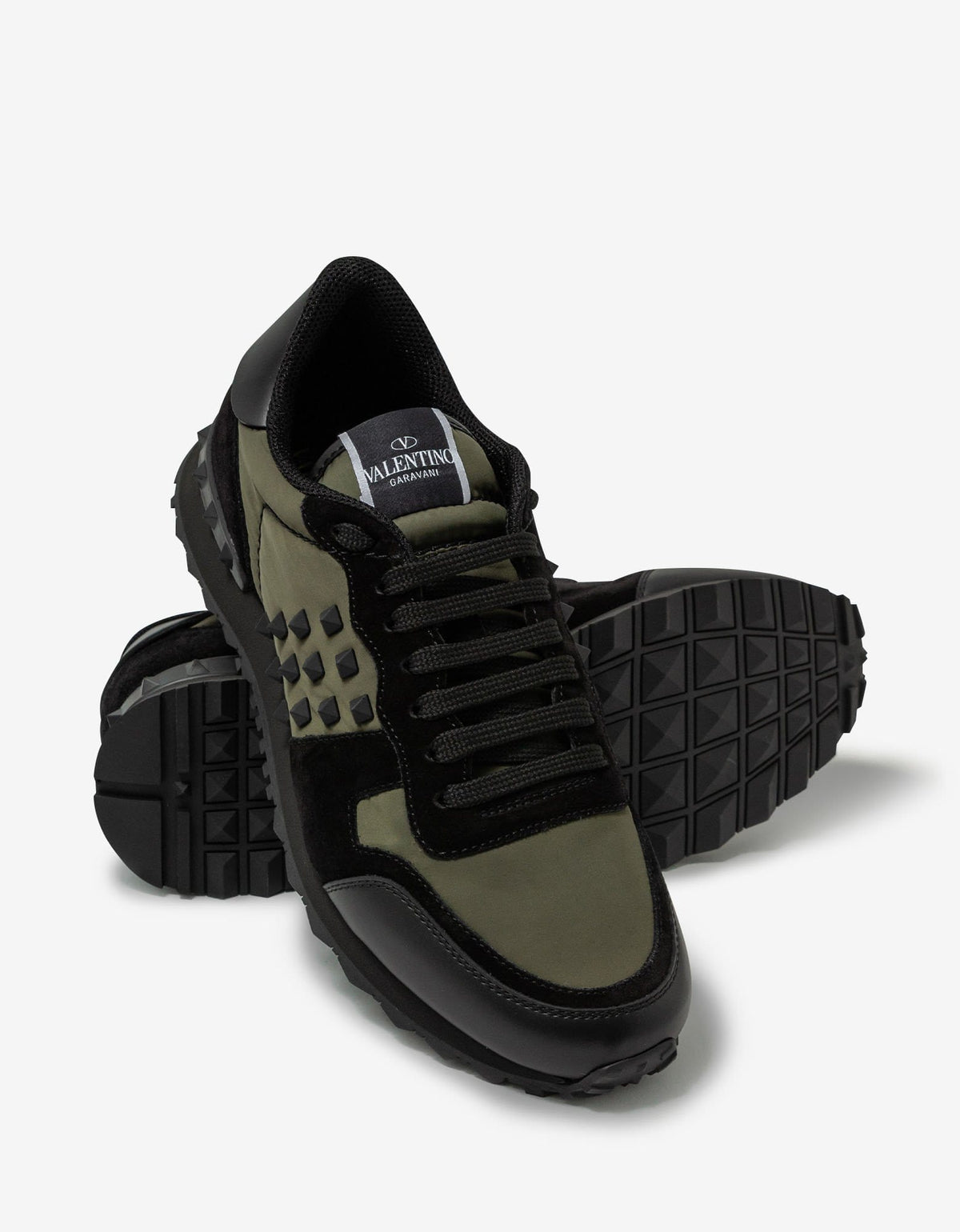 Valentino Garavani Valentino Garavani Khaki Textile Rockstud Rockrunner Trainers